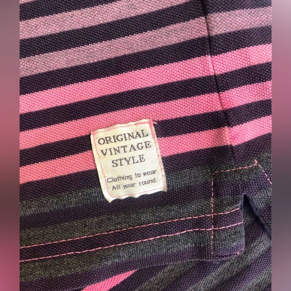 Original Vintage Style Polo Crewneck Sweater Striped Purple Gray Valentine’s Day - Picture 6 of 7